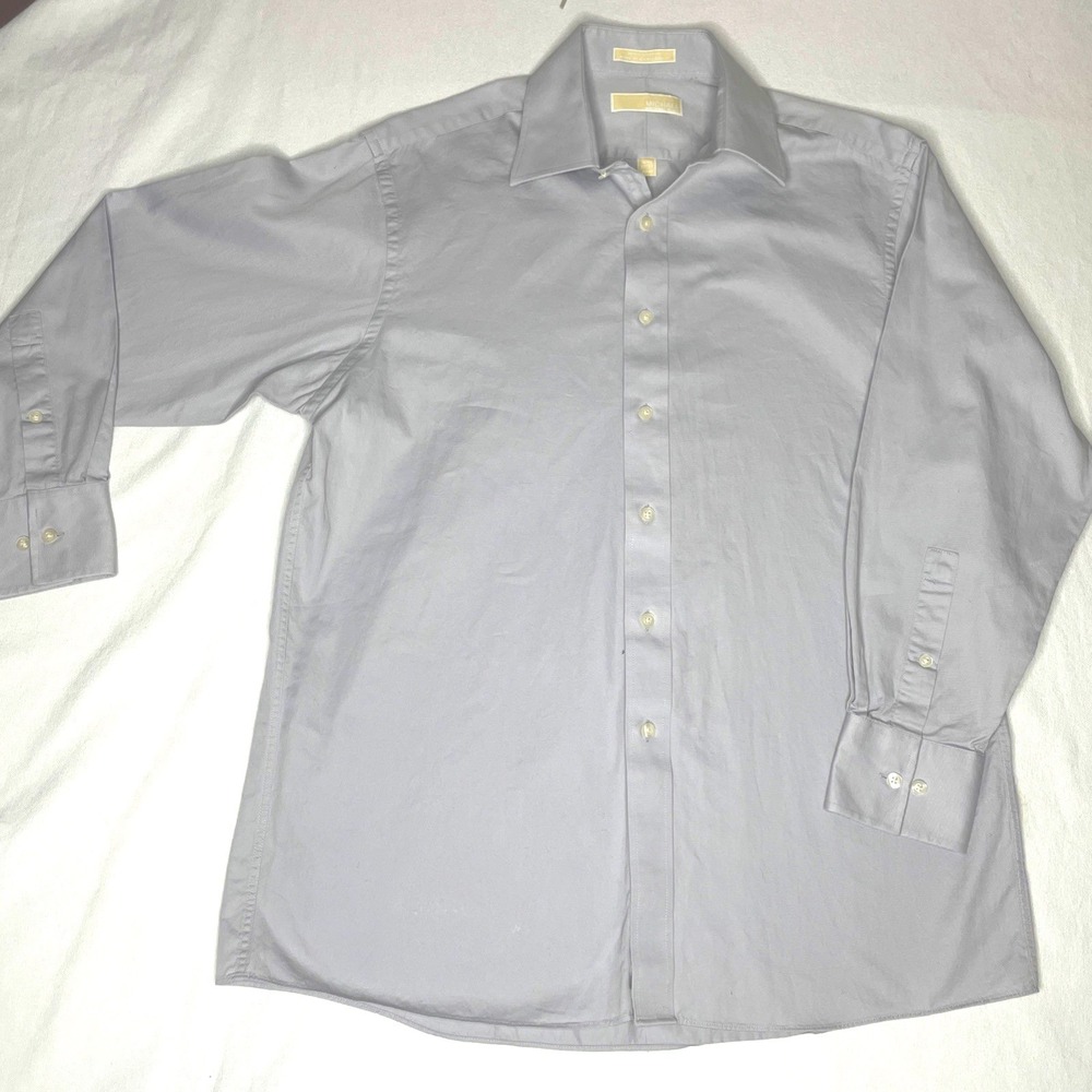 Michael Kors Mens Shirt Size 16.5 32/33 Large Blue Long Sleeve Button Down PC657